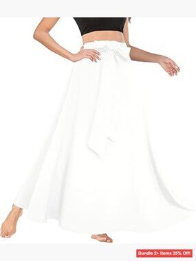 High Waist A-Line Maxi Skirt with Pockets and Tie Front